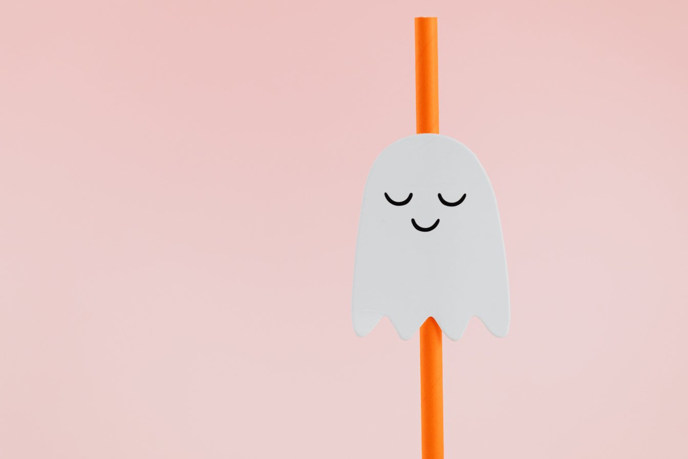 Cute Ghost on a Drinking Straw